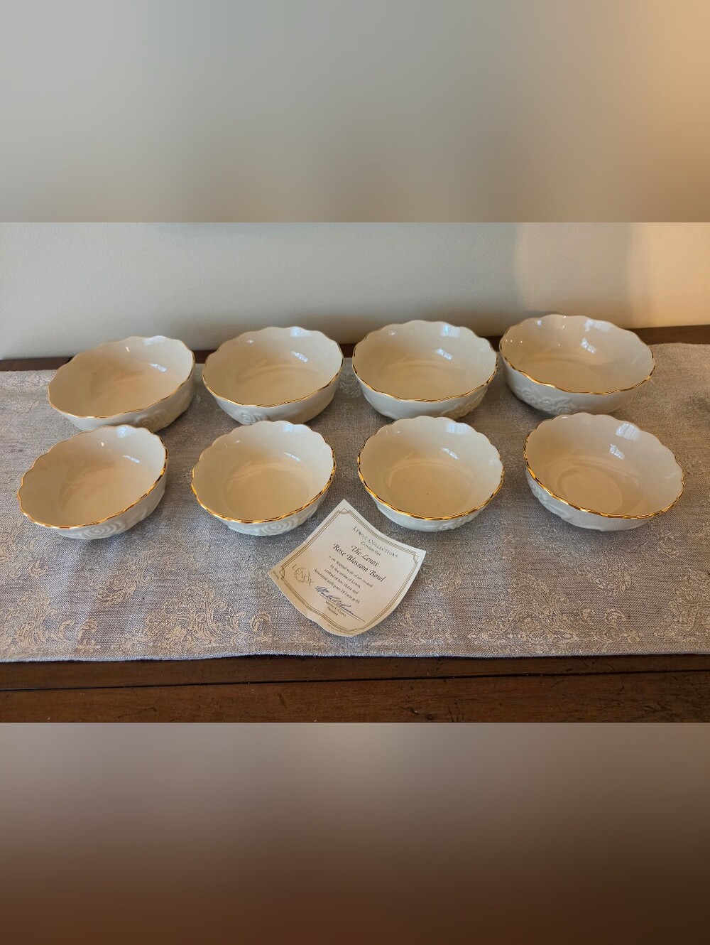 LENOX ROSE BOWL SET COMPLETE 8 PIECES